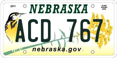 NE license plate ACD767