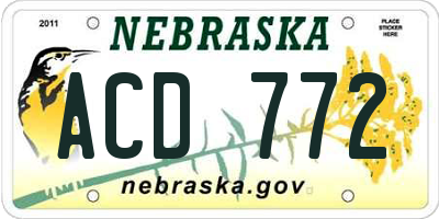 NE license plate ACD772