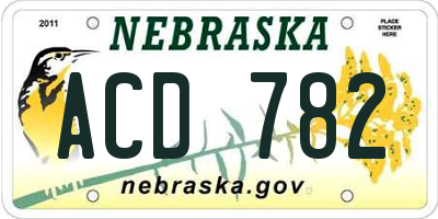 NE license plate ACD782