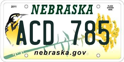 NE license plate ACD785