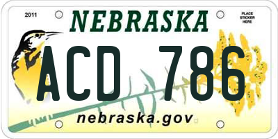 NE license plate ACD786