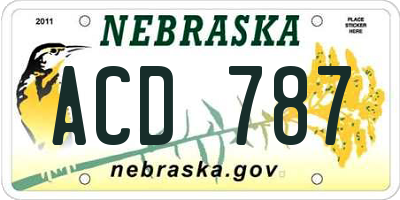 NE license plate ACD787