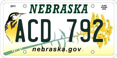 NE license plate ACD792