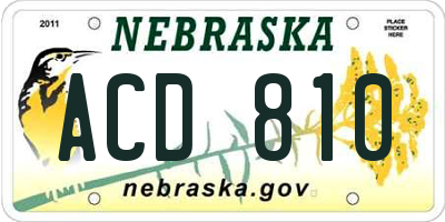 NE license plate ACD810