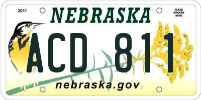 NE license plate ACD811