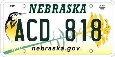 NE license plate ACD818