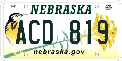 NE license plate ACD819