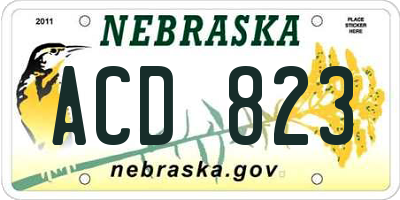 NE license plate ACD823