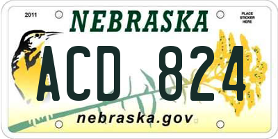 NE license plate ACD824