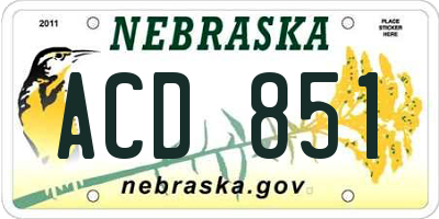 NE license plate ACD851