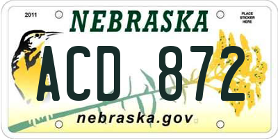 NE license plate ACD872