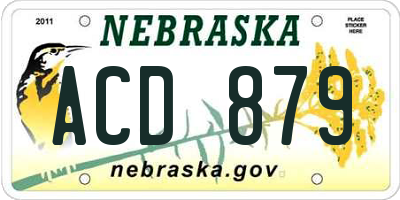 NE license plate ACD879