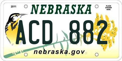 NE license plate ACD882