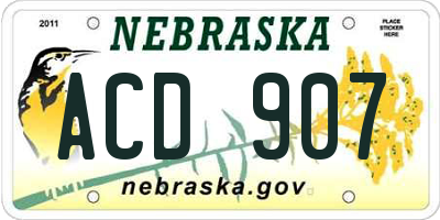 NE license plate ACD907