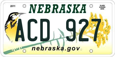 NE license plate ACD927