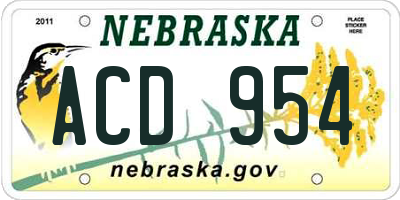 NE license plate ACD954