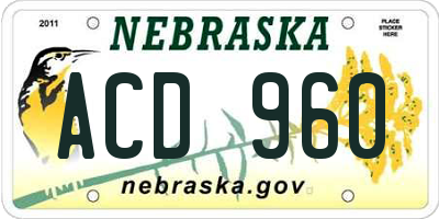 NE license plate ACD960