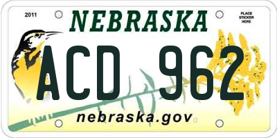 NE license plate ACD962
