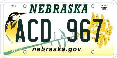 NE license plate ACD967