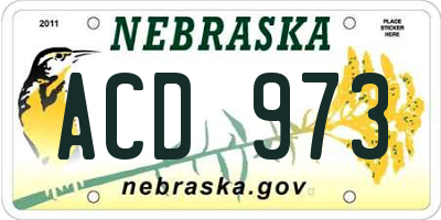 NE license plate ACD973