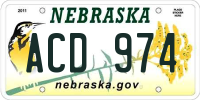 NE license plate ACD974