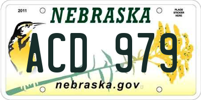 NE license plate ACD979