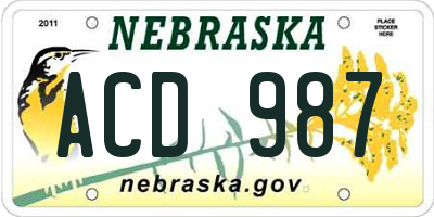 NE license plate ACD987