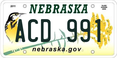 NE license plate ACD991