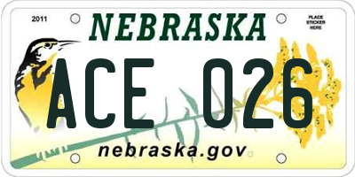 NE license plate ACE026