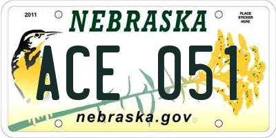 NE license plate ACE051