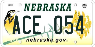 NE license plate ACE054