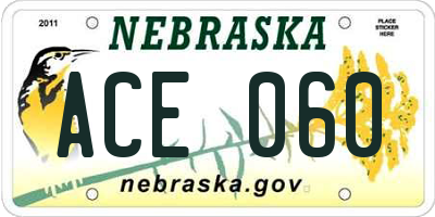 NE license plate ACE060