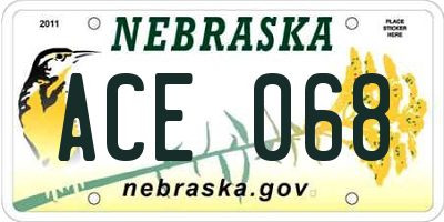 NE license plate ACE068