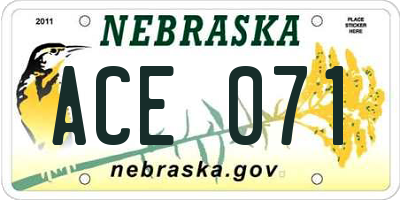 NE license plate ACE071