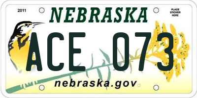 NE license plate ACE073