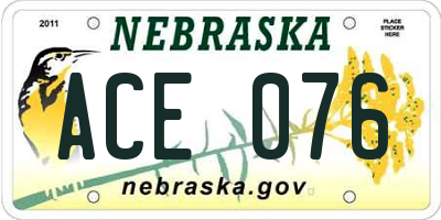 NE license plate ACE076