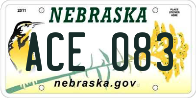 NE license plate ACE083