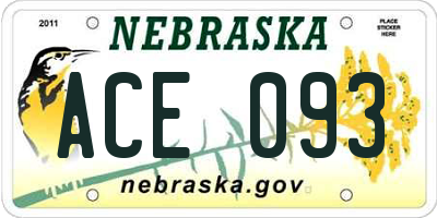 NE license plate ACE093