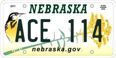 NE license plate ACE114