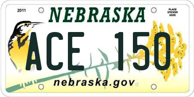 NE license plate ACE150