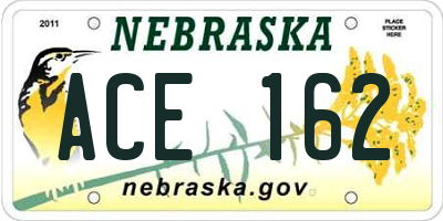 NE license plate ACE162