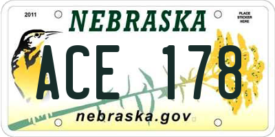 NE license plate ACE178
