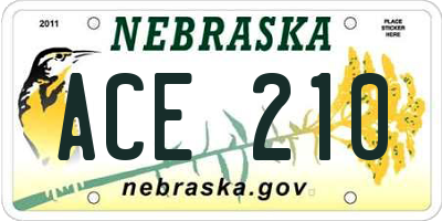 NE license plate ACE210