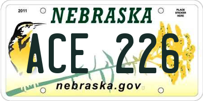 NE license plate ACE226