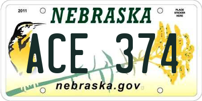 NE license plate ACE374