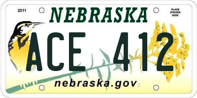 NE license plate ACE412