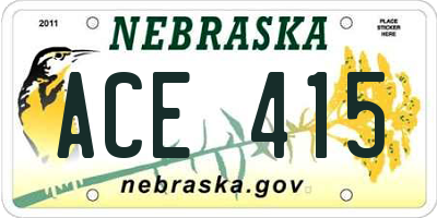 NE license plate ACE415