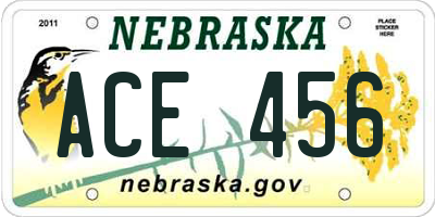 NE license plate ACE456