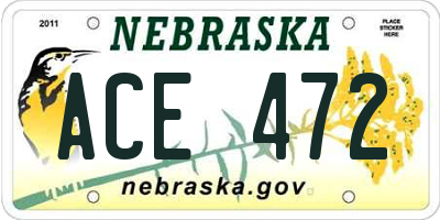 NE license plate ACE472