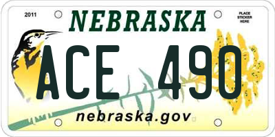 NE license plate ACE490